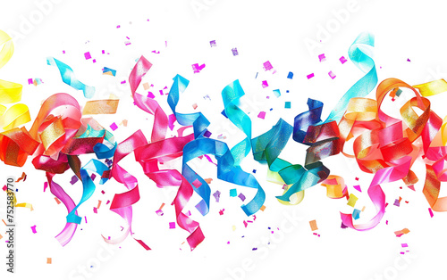 Dynamic Colorful Streamers for Holi Festival Revelry Isolated on Transparent Background PNG.
