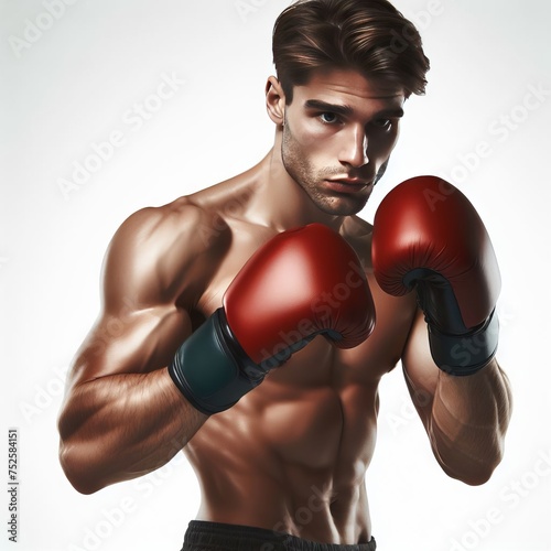 portrait of a young boxer with gloves 