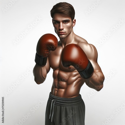 portrait of a young boxer  with gloves  © Deanmon