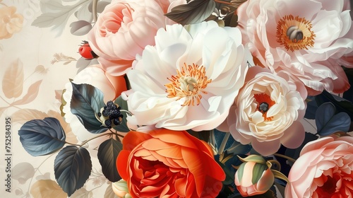W obrazie przedstawiony jest bukiet kwiatów, różnego rodzaju i kolorów, tworząc kolorowy i dekoracyjny element. photo