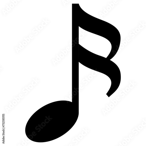 Transparent monochrome PNG of a semi quaver note as used in sheet music to represent the notes in a song