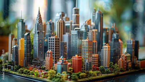 This diverse and lush miniature cityscape showcases a myriad of architectural styles under soft light