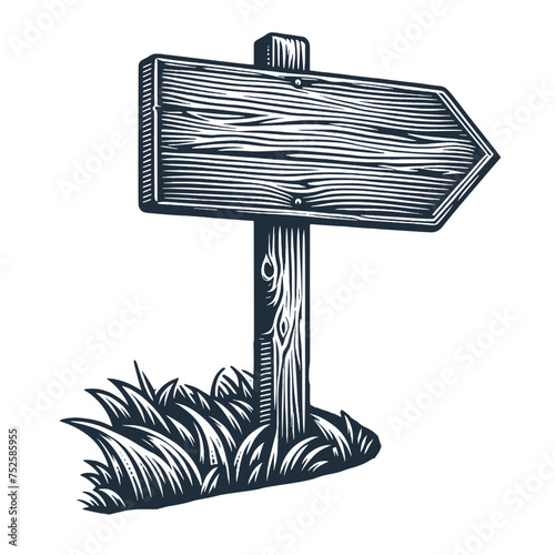 Wooden Sign. Vintage woodcut engraving style vector illustration.