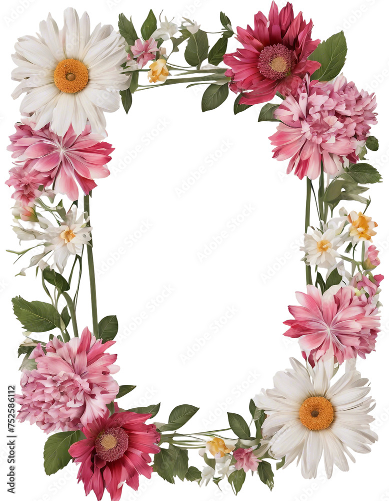 Frame of flowers transparent