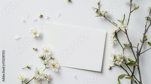 cartão minimalista limpo com flores  photo