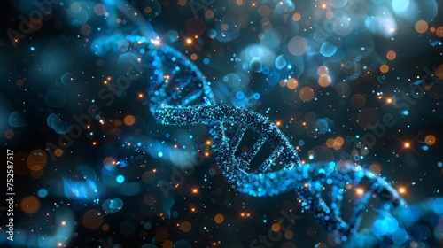 illuminated DNA helix background, DNA molecular, genetics, biotechnology and medical research. Human cell structure