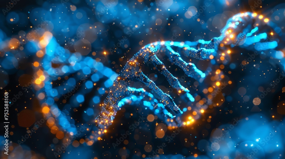 illuminated DNA helix background, DNA molecular, genetics, biotechnology and medical research. Human cell structure illuminated DNA helix background, DNA molecular, genetics, biotechnology and medical research. Human cell structure