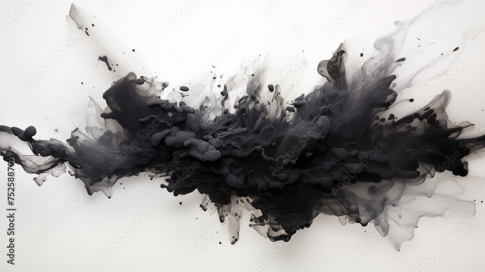 Dynamic Charcoal Splatter: An Abstract Explosion of Black and Gray Shades