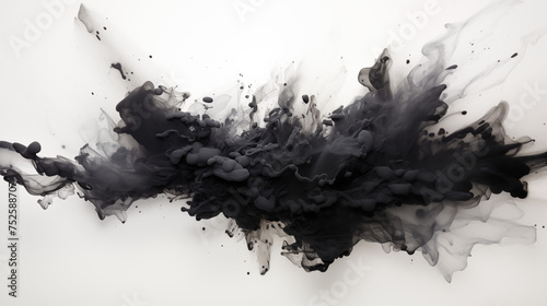 Dynamic Charcoal Splatter  An Abstract Explosion of Black and Gray Shades