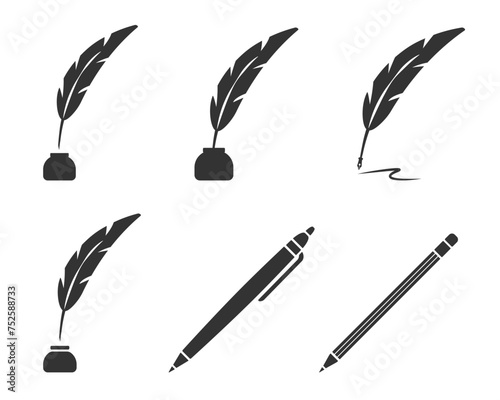 Writing set. Flat vector illustration. White background.  