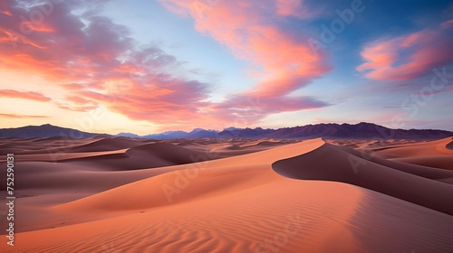 Panoramic view of sand dunes in Death Valley National Park