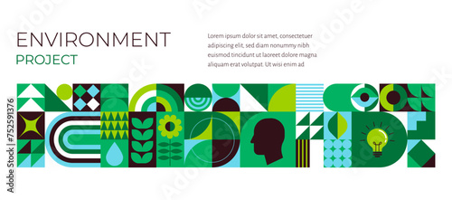 Environment, ecology, Earth day concept design. Banner, poster, abstract background in modern geometric style