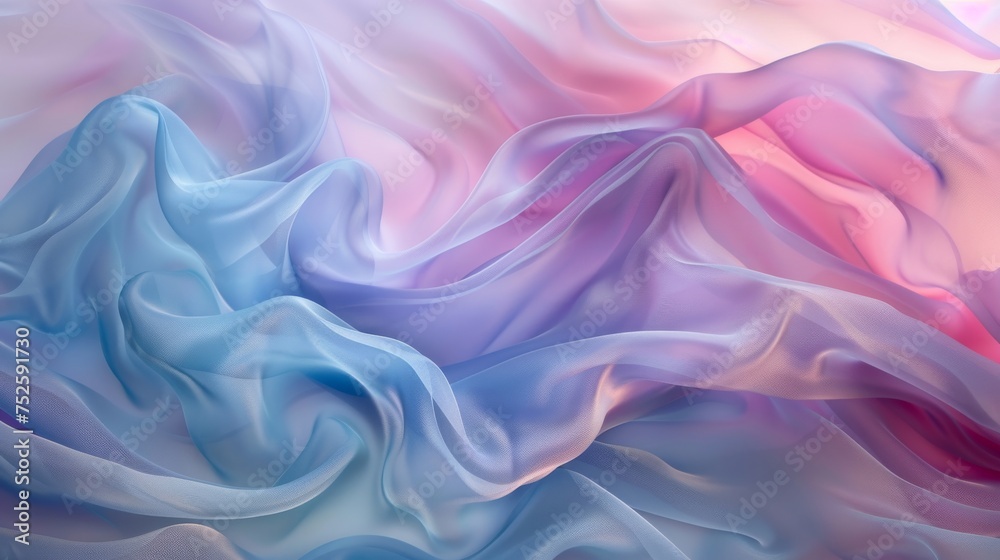 Flowing abstract design with smooth curves for elegant backgrounds. Blue and pink abstract art for contemporary wallpaper. Softly blending colors in abstract waves for modern design elements.