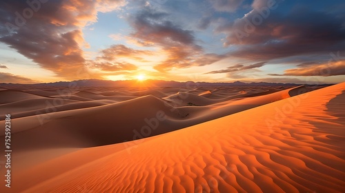 Sunset over sand dunes in Maspalomas Gran Canaria