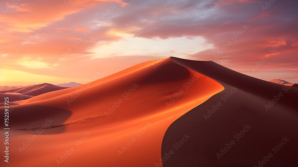 Desert dunes panorama at sunset, Namib Naukluft National Park, Namibia