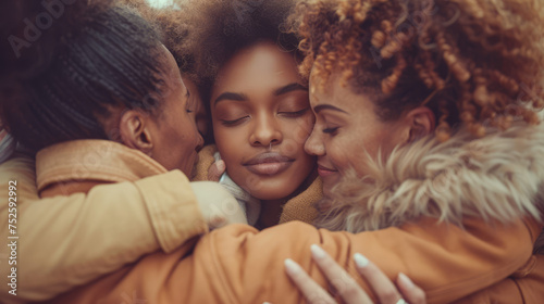 group of diverse people holding and embracing each other