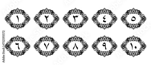 Arabic numerals with premium border decoration. illustration vector. transparent background. free to use for your needs.