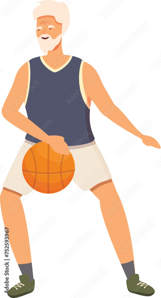 Active basketball play icon cartoon vector. Elderly person. Adult gym workout Active basketball play icon cartoon vector. Elderly person. Adult gym workout