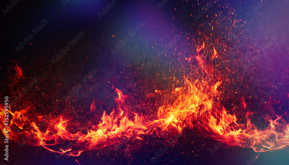 Fire flames on a illuminated glitter background. Abstract fire background. Texture.