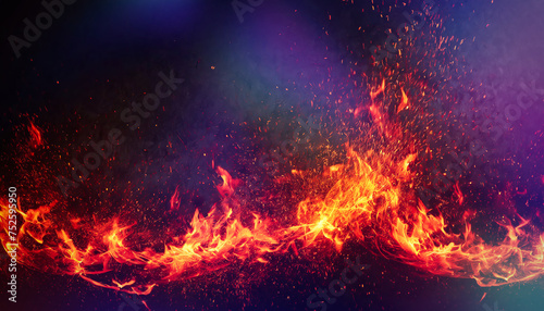 Fire flames on a illuminated glitter background. Abstract fire background. Texture.