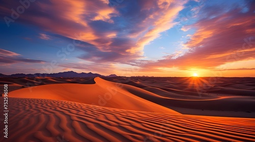 Sunset over sand dunes in Death Valley National Park, California