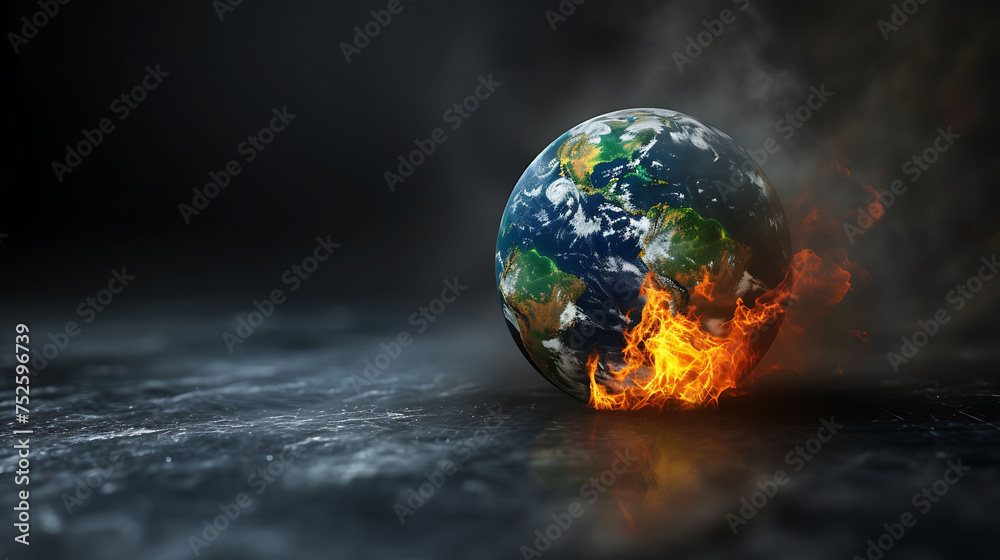 Burning Planet Earth represents climate change Burning Planet Earth represents climate change