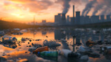 Global Warming and human waste ,Pollution Concept - Sustainability