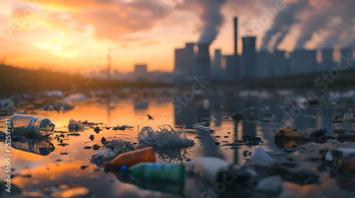 Global Warming and human waste ,Pollution Concept - Sustainability