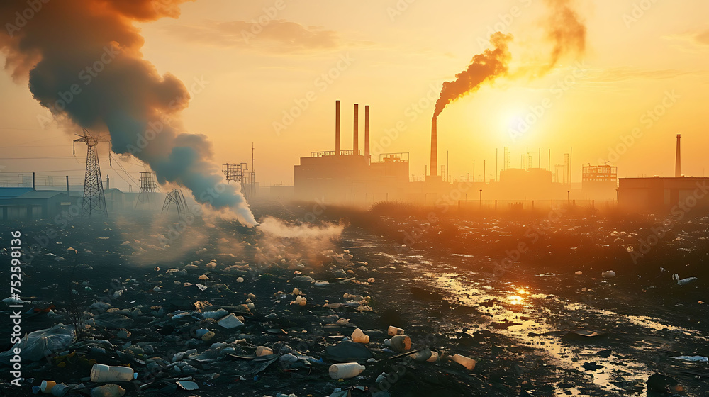 Fototapeta premium Global Warming and human waste ,Pollution Concept - Sustainability