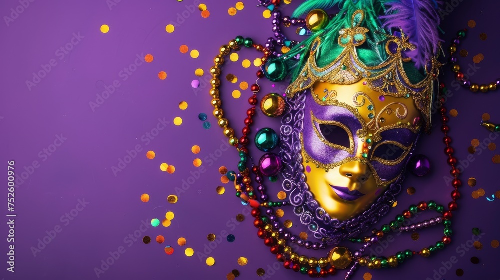 carnival mask on purple background