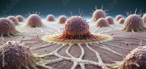 Illustration of a migrating and spreading cancer cell - ai generated photo