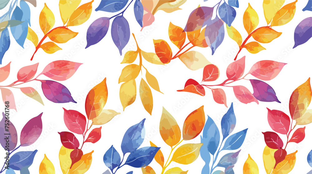 Colorful leaves seamless pattern. Art in hand color