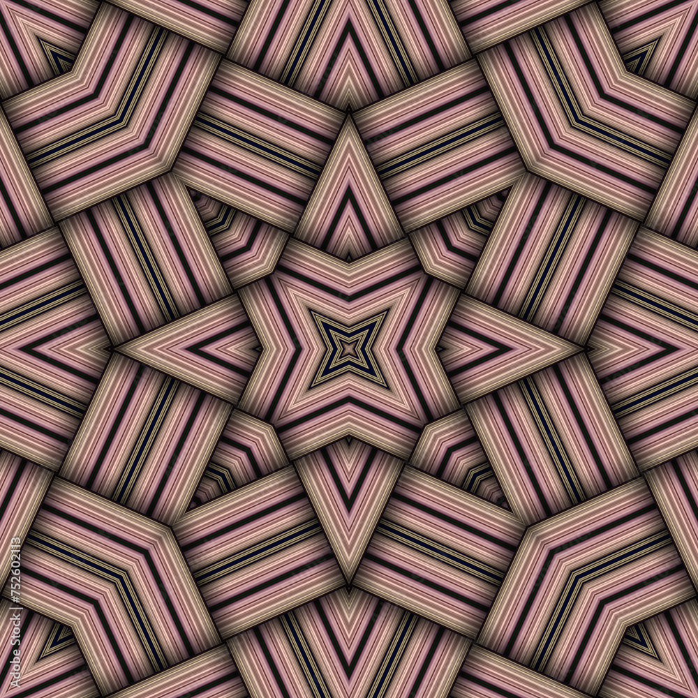 Obraz premium Seamless woven star pattern of stripes and lines. Square abstract pattern.