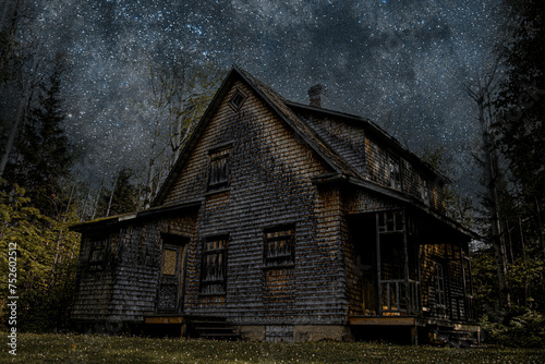 Old Abandoned House in Val Jalbert, Quebec photo