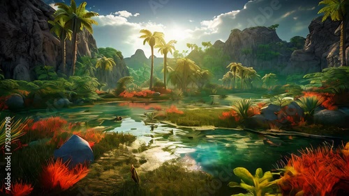 Tropical forests of 10,000 BC dynamic environment, teeming with life and biodiversity. They were an important part of the natural world, providing habitat for a wide range of species. AI-generated