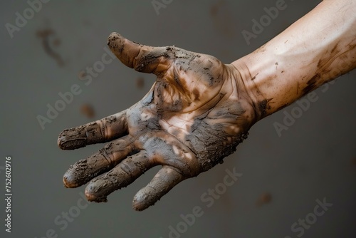 Human hand with dirty skin  dirty hands  dirty hands  dirty hands