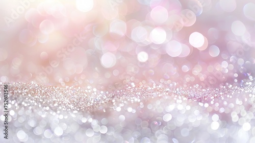 Ethereal beauty backdrop featuring glitter and soft bokeh in pastel metalic tones. © NoLimitStudio