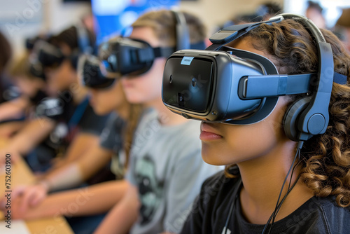 Children use VR glasses to improve their learning