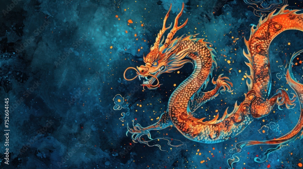 Chinese lunar new year celebration template with zodiac dragon and copy space design. Chinese lunar new year celebration template with zodiac dragon and copy space design.