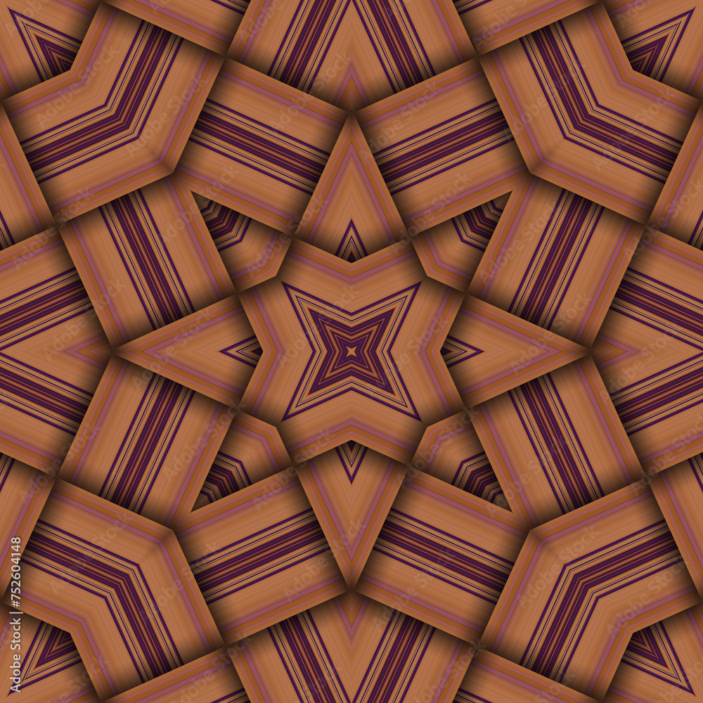 Fototapeta premium Seamless woven star pattern of stripes and lines. Square abstract pattern.