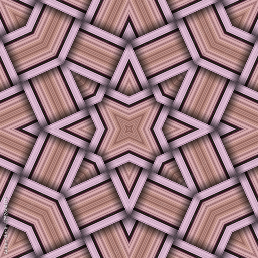 Fototapeta premium Seamless woven star pattern of stripes and lines. Square abstract pattern.
