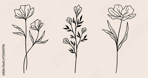 Wildflower Line Art Bundle | Floral Leafy Designs | Botanical Vector Illustration