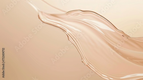 Luxurious serum texture on smooth liquid against soft pastel beige for refined beauty background.