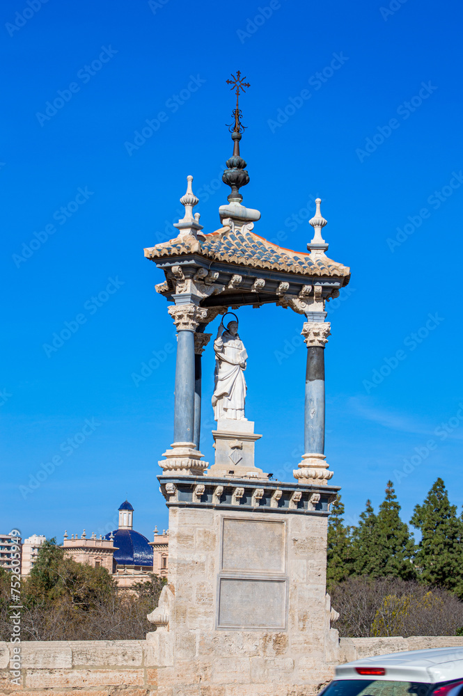 Spanish architecture on the public commercial and historical streets in Valencia, Spain