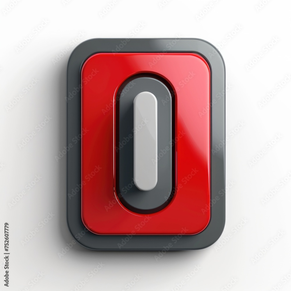 Red and gray toggle switch button in 3D style on a white background. AI generative. Red and gray toggle switch button in 3D style on a white background. AI generative.