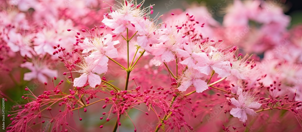 A bunch of pink flowers is blooming, showcasing the exquisite beauty of Filipendula Ulmaria and Rosea blossoms in full bloom. The vibrant pink petals are in various stages of opening, creating a A bunch of pink flowers is blooming, showcasing the exquisite beauty of Filipendula Ulmaria and Rosea blossoms in full bloom. The vibrant pink petals are in various stages of opening, creating a