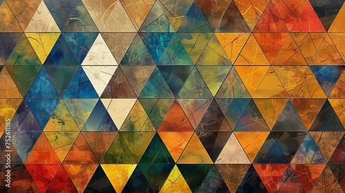 Rustic textured triangles in autumn hues with a vintage geometric aesthetic