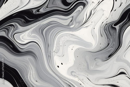 Abstract Black and White Marble Ink Pattern. Artistic Fluid Art Concept