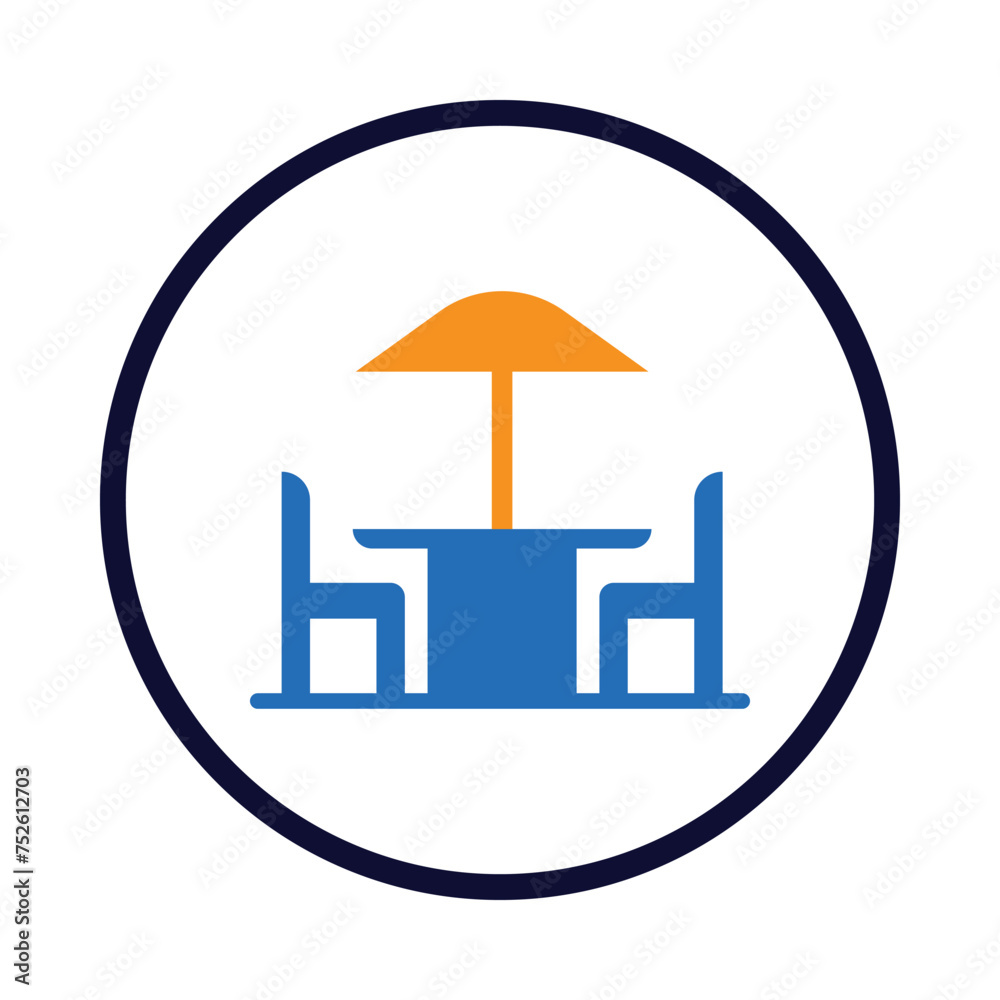 Naklejka premium Chair, table, umbrella, cafe, cafe terrace icon