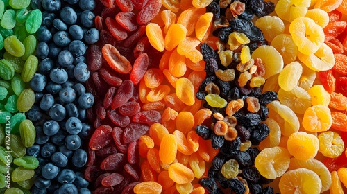 different mixed dried fruits raw vegan food
 photo